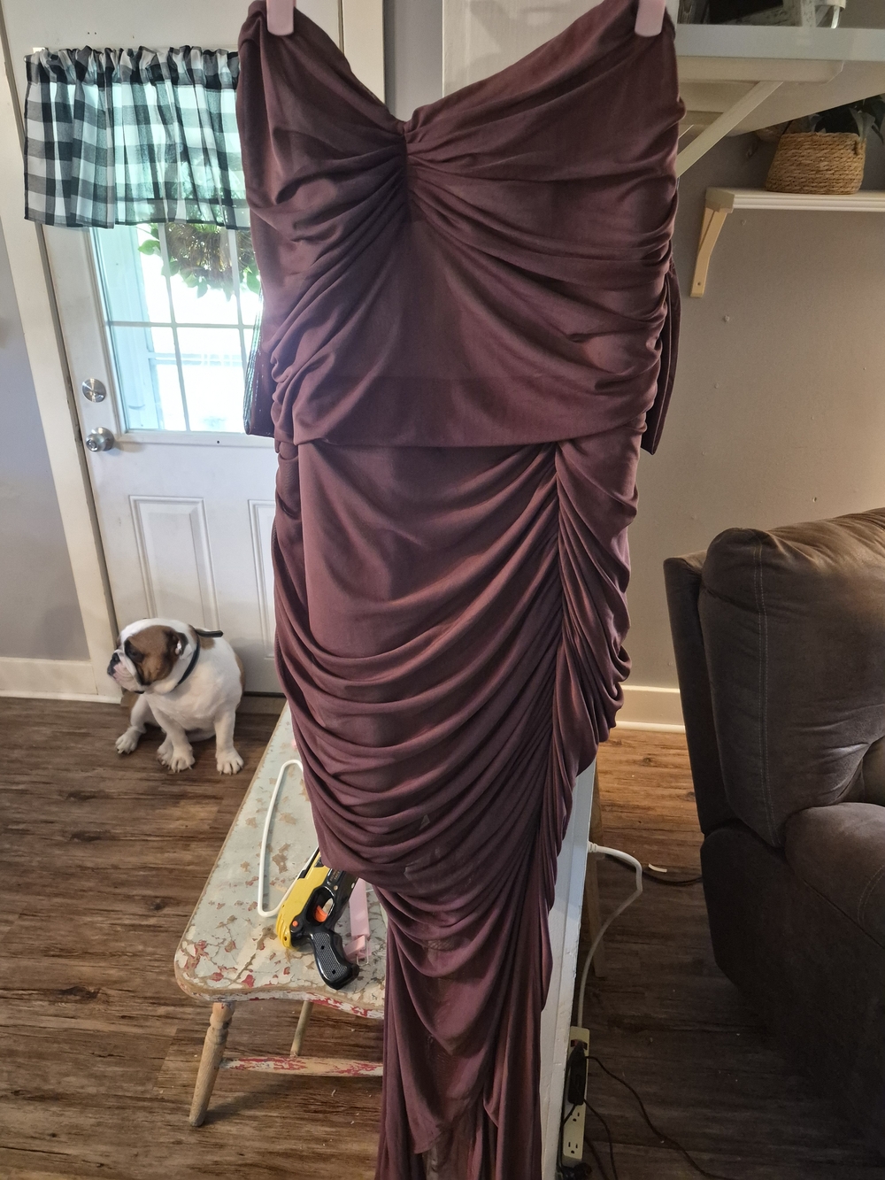 Fashion Nova Strapless Ruched Dress - Plum